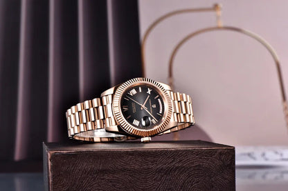 Rose Gold Luxury Automatic Watch For Men Mechanical Wristwatches Sapphire Mirror Clock Gift Man