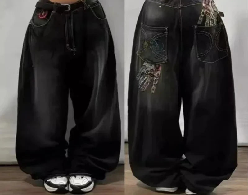 American Retro Cleanfit Fashion Print Baggy Jeans Women's Y2K Popular Casual Joker Gothic High Waist Wide-Leg pants Street Wear