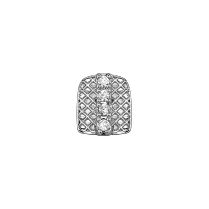 Single CZ Stone Vertical Bar Teeth Grillz 14K Gold Plated Cubic Zircon Tooth Caps