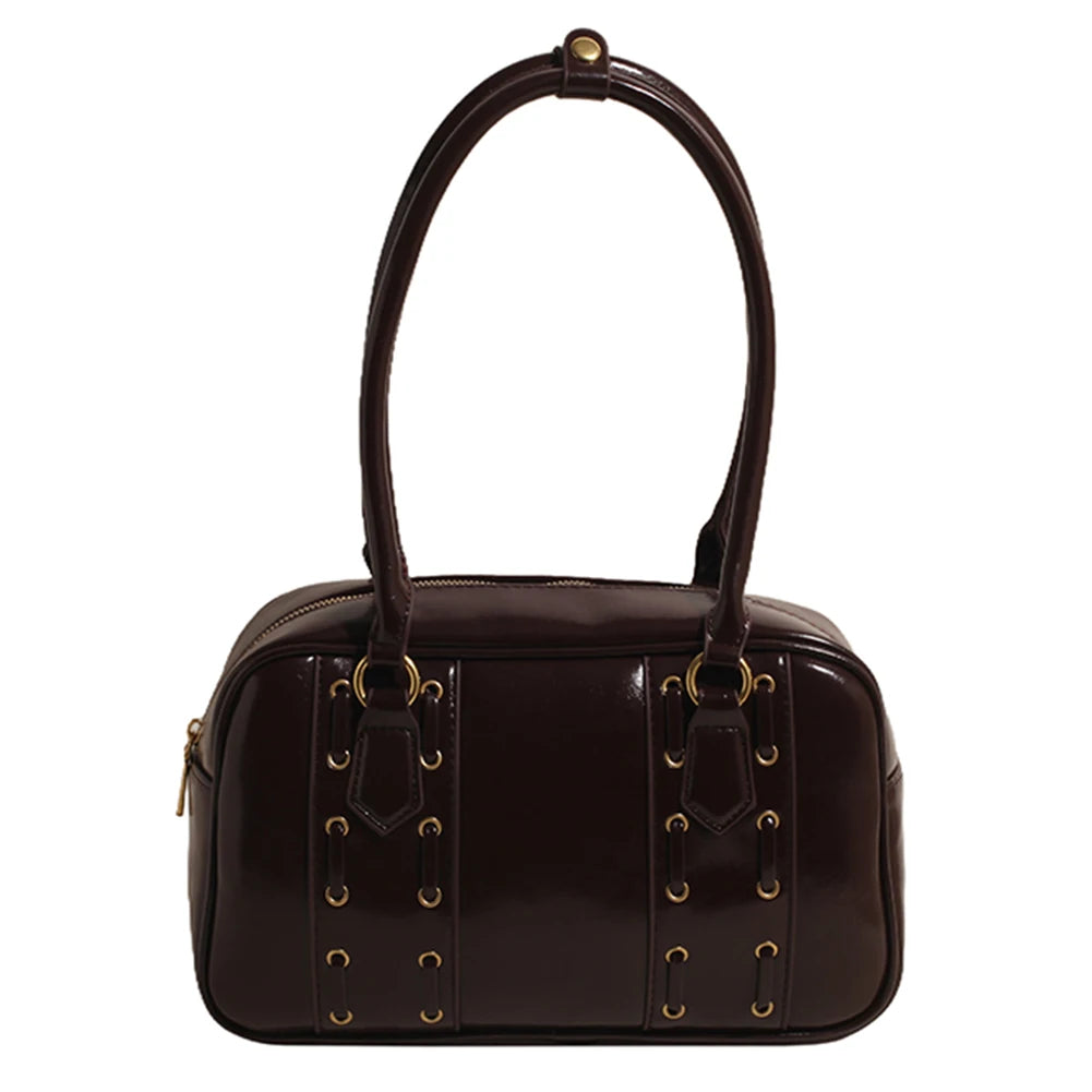 Shoulder Bags for Women PU Leather Female Boston Tote Bag Solid Color Handbags Purse Shoulder Purse Commute Tote Bag