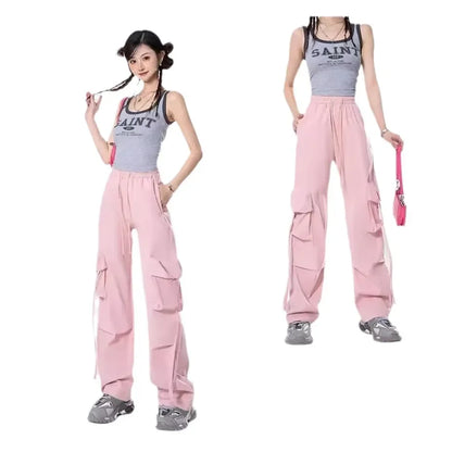 High-Waisted Cargo Pants Sweatpants Umbrella Design For Women