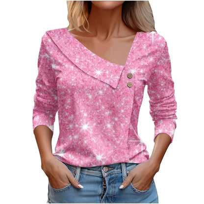 T Shirt For Women Fashion Long Sleeve Top White Floral Print Shirt