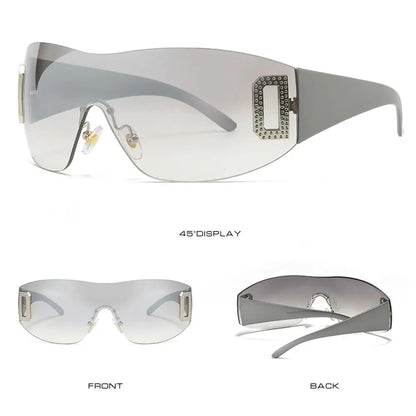 Luxury Y2K One Piece Sunglasses Women Brand Designer New Punk Sports Sun Glasses Men Goggle Shades UV400 Fashion Letter Eyewear
