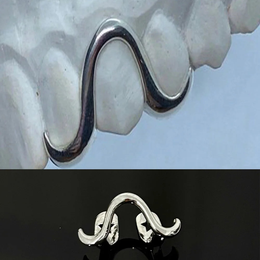 Romantic Silver Color Glossy Wave Teeth Grillz Hip Hop Curve Zircon Tooth Caps Gold Zircon Silver Zircon Gold Color Gold Zircon-Silver Zircon-Gold Color-Silver Color-