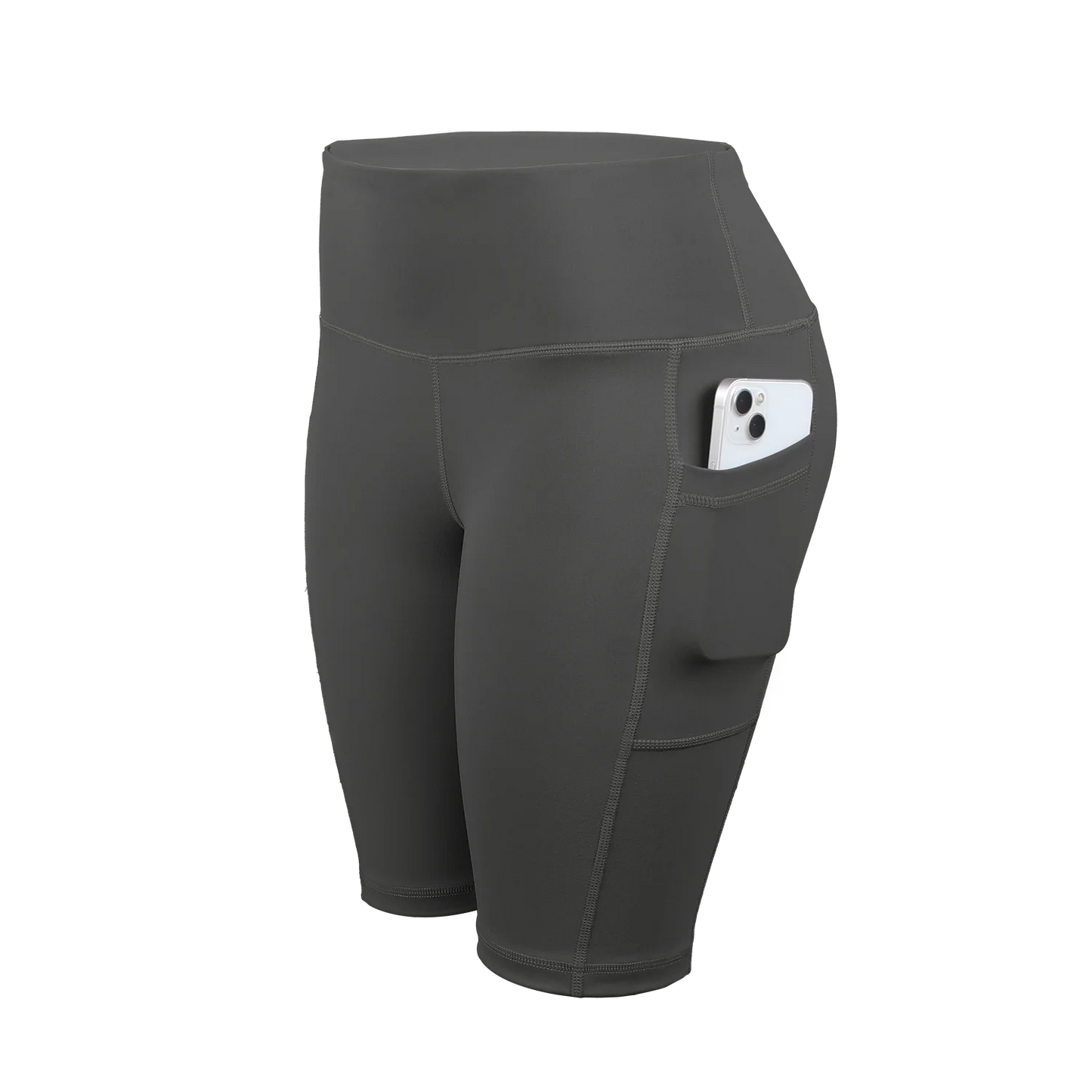 Solid Yoga Shorts with 3 Pockets High Waist Butt Lifting Elastic Cycling Shorts Activewear