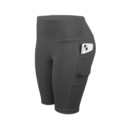 Solid Yoga Shorts with 3 Pockets High Waist Butt Lifting Elastic Cycling Shorts Activewear