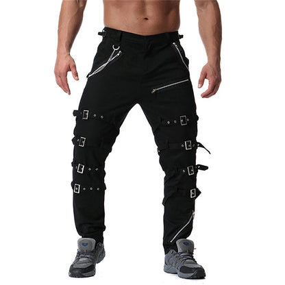 Men`s Steampunk Gothic Hip Hop Techwear Pants with Chain For Cosplay