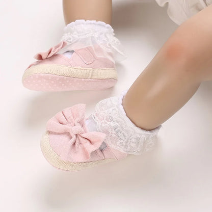 Non-Slip Casual Shoes with Delightful Bowknot Design for Baby Girls 0-18 Months