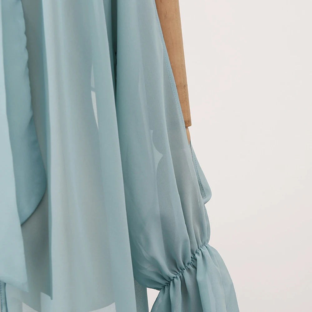 Chiffon Blouse Ladies Off shoulder Lantern Long Sleeve Design Top