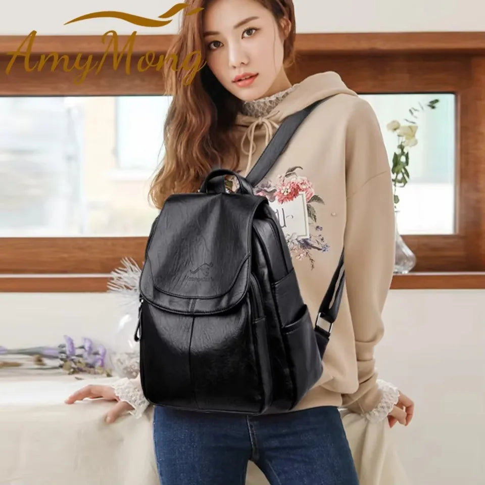 Large Capacity Travel Back Pack Rucksacks Mochila Women Backpack Female Leather Bagpack