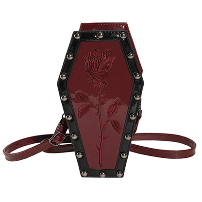 Women Coffin Satchel Purse Cartoon Gothic Coin Purse Strap Adjustable Casual Spider Coffin Bag