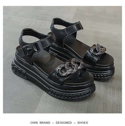 Sandals Women High-heel Platform  New Genuine Leather Women Summer Sandals