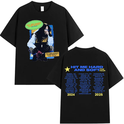 Hit Me Hard and Soft Tour 2024-2025 T Shirt Men Women Fashion Hip Hop T Shirts Cotton Loose Cozy Short Sleeve T-shirts Fans Gift