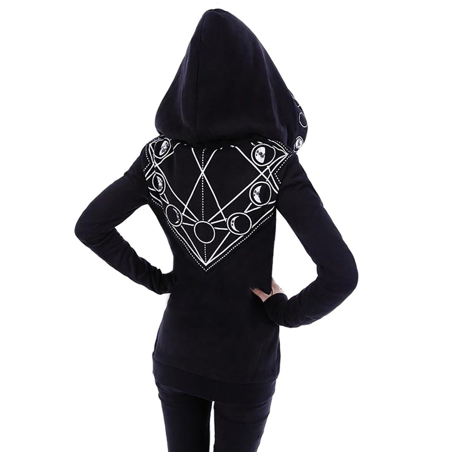 Gothic Aesthetic Zip Up Hoodie Women Punk Long Sleeve