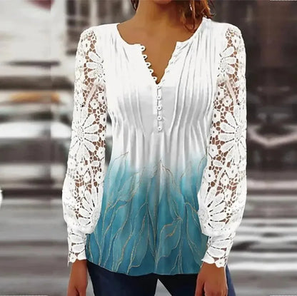 NEW Elegant Loose Shirt Long sleeve Printed Woman Shirt Weekend