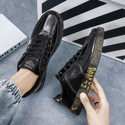 Brand Fashion Mirror Luxury Shoes for Men Women Glitter Leather Shoes Casual Men Golden