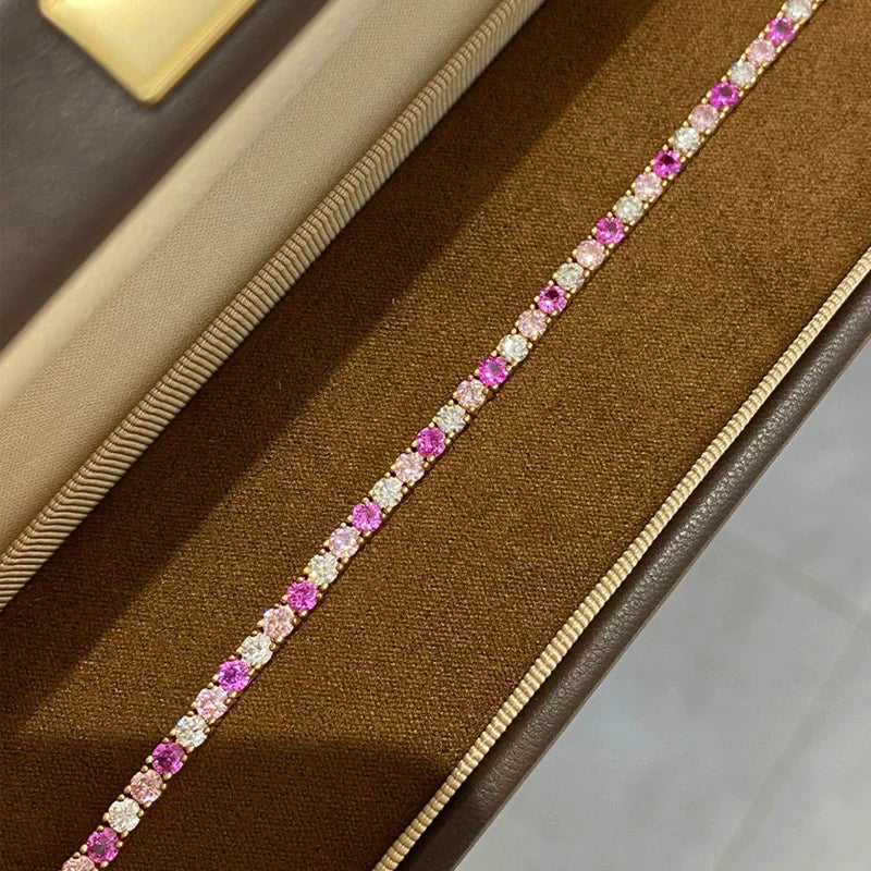 WUIHA 100% 925 Sterling Silver Lab Sapphire High Carbon Diamonds Gemstone Tennis Chain Bracelet Bangle Fine Jewelry Wholesale