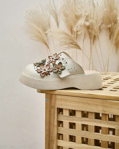 5cm Cow Genuine Leather Flats Comfy Shoes Platform Wedge Appliques Flower Hook Hollow Elthnic Women Slipper Mary Jane Rubber beige / 35 red / 40 red / 39 beige / 35-red / 40-red / 39-red / 38-red / 37-red / 36-red / 35-beige / 40-beige / 39-beige / 38-beige / 37-beige / 36-