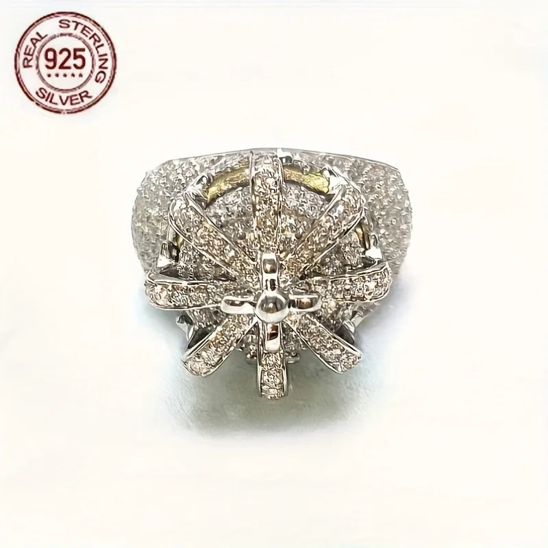 2025 New Luxury 925 Sterling Silver Rings Crown Hollow Design Mens Vintage Iced Out Pinky Hip Hop Ring Fine Jewelry Gift