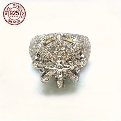 2025 New Luxury 925 Sterling Silver Rings Crown Hollow Design Mens Vintage Iced Out Pinky Hip Hop Ring Fine Jewelry Gift