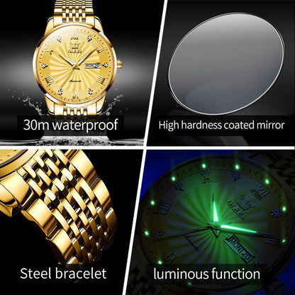 Automatic Mechanical Men Watch Threaded Dial Waterproof Stainless Steel Strap Classic Men's Watches Luxury