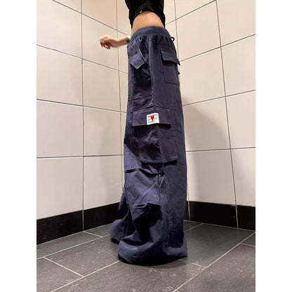Women's Blue Baggy Letter Print Sweatpants Oversize Dance Pants Harajuku Japanese 2000s Style 90s Vintage Y2k Wide Trousers 2025