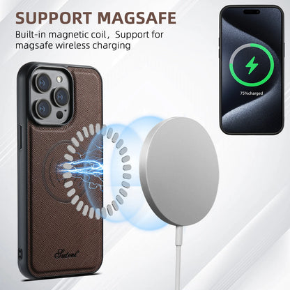 Luxury Leather Magnetic 2-in-1 Card Holder Wallet Phone Case Support Wireless Charging for iPhone 16Pro Max 15Plus 14 13 12