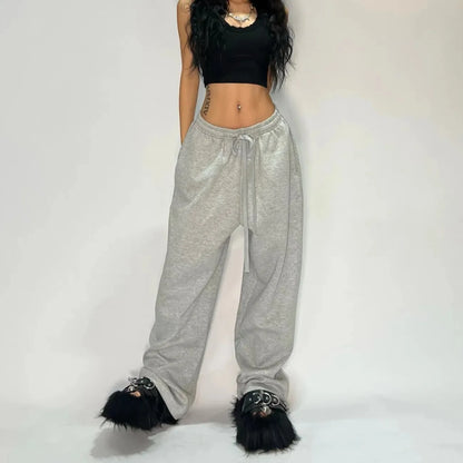 Y2K Baggy Pants Pocket Elastic Waist Oversized Wide Leg Pant Casual Streetwear