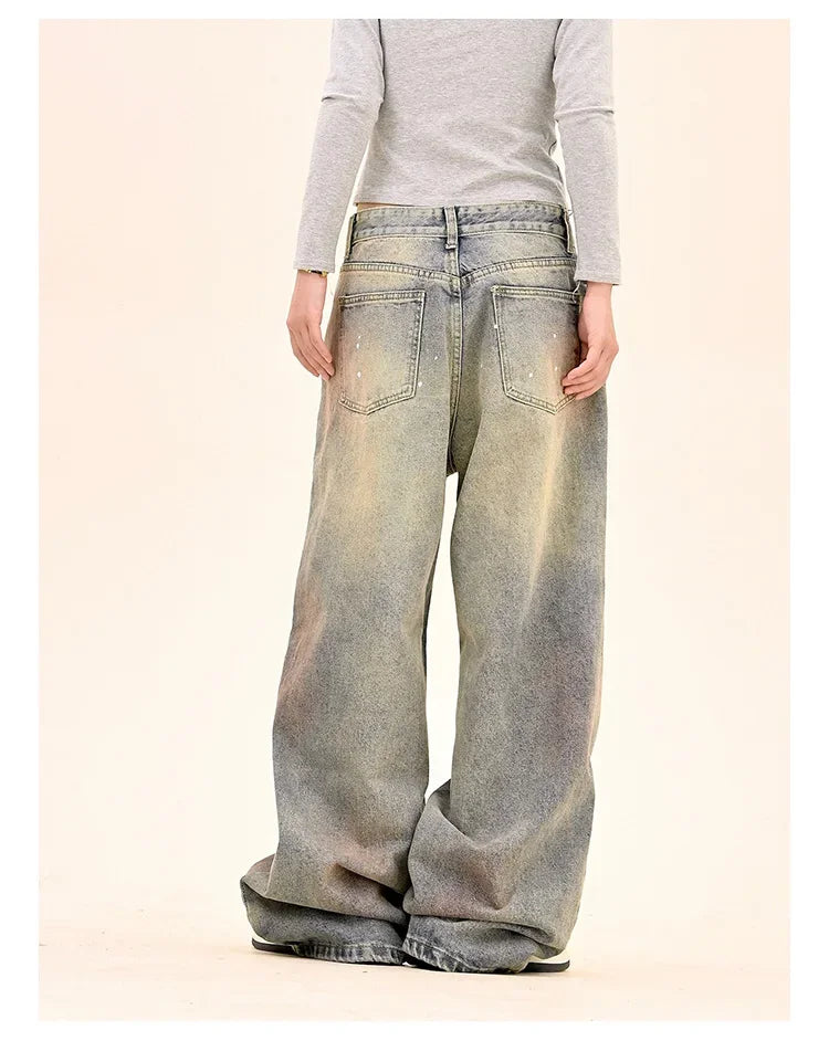 American Fashion Tie-Dye Graffiti Straight Leg Wide Jeans Straight Leg Loose Jeans Hip-hop Street Baggy Jeans