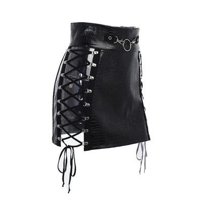 Women' Skirt Faux Lace up  Slim Leather Bodycon Darkness Style Night Club Hip Skirt