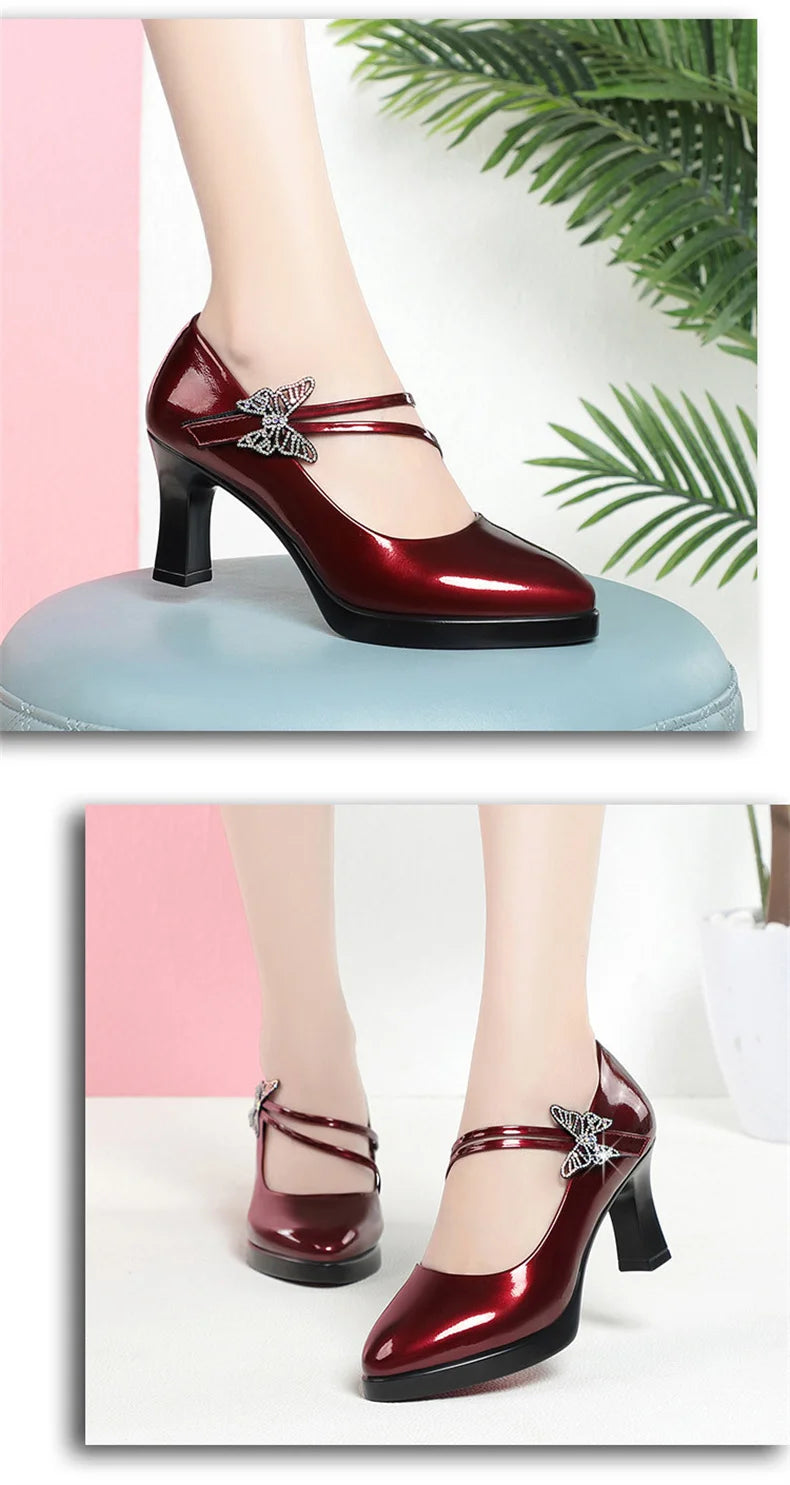 High-heeled Leather Small Leather Shoes Catwalk Shoes Ladies Dancing Bride Wedding Shoes