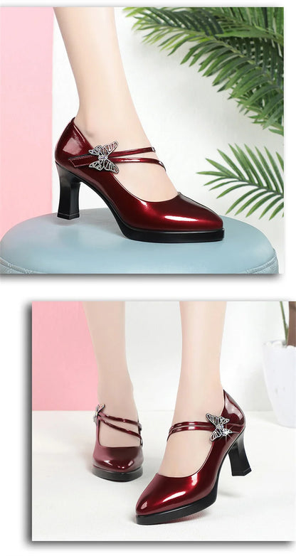 High-heeled Leather Small Leather Shoes Catwalk Shoes Ladies Dancing Bride Wedding Shoes