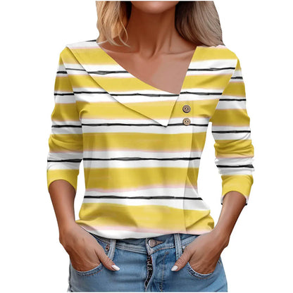 T Shirt For Women Fashion Long Sleeve Top White Floral Print Shirt