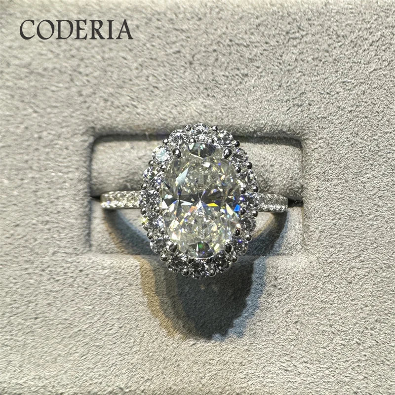 18K White Gold Plated D Color 8*12mm 4.5CT Moissanite 925 Sterling Silver Ring Women Wedding Diamond Finger Band Luxury Jewelry