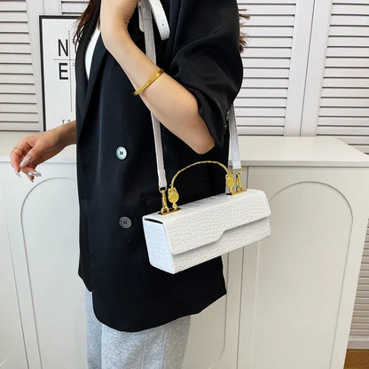 Black Crocodile Pattern Crossbody Bag Fashion Box Lipstick Pouch Designer Pu Leather