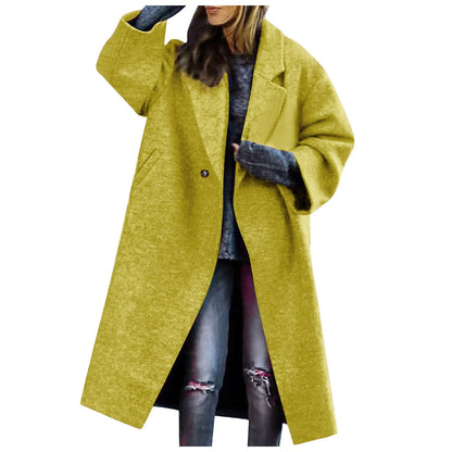 Women Cardigan Loose Women's Winter Double Breasted Midi Long Wool Coat Notch Lapel Womens Lightweight Cardigans with Pockets