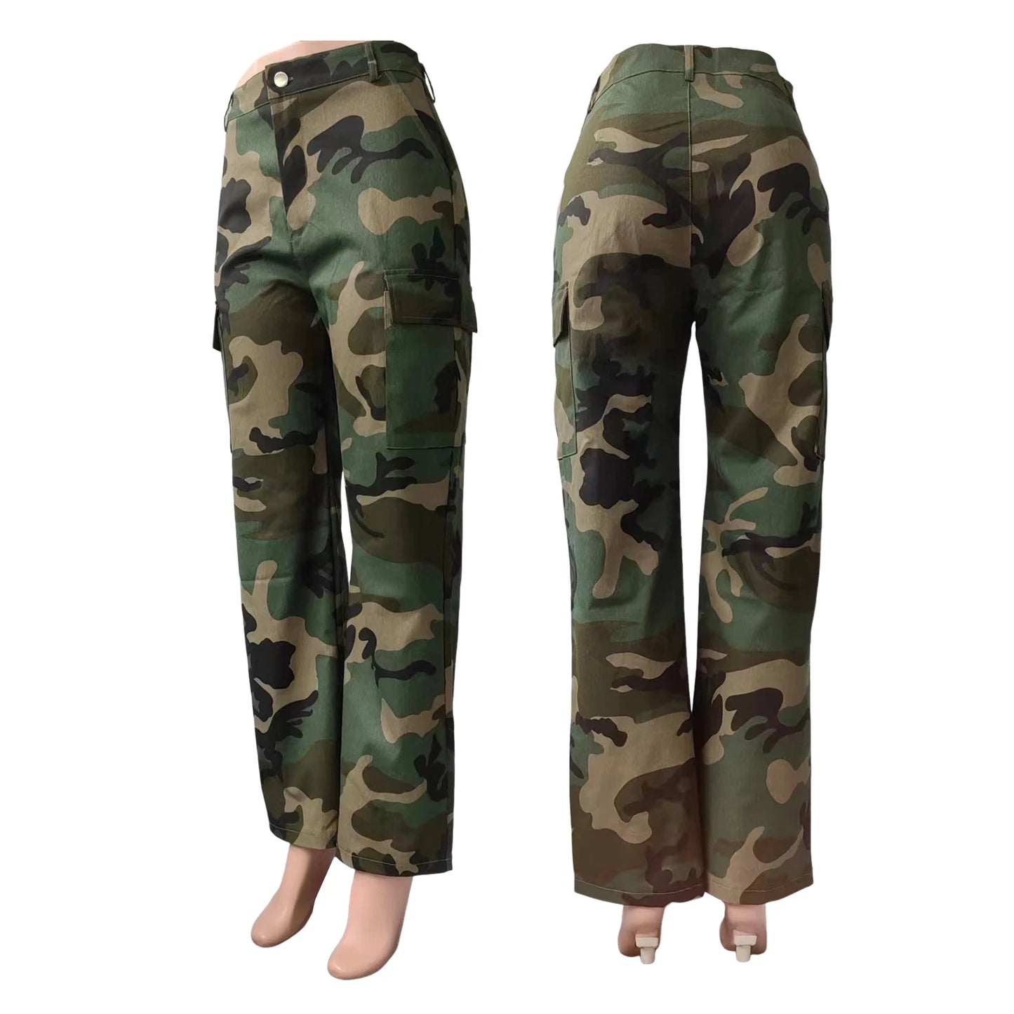 Cargo Pants Fashion Women Camo Print Oversized Pocket High Waist Baggy Pant Casual Hip Hop Straight Trouser