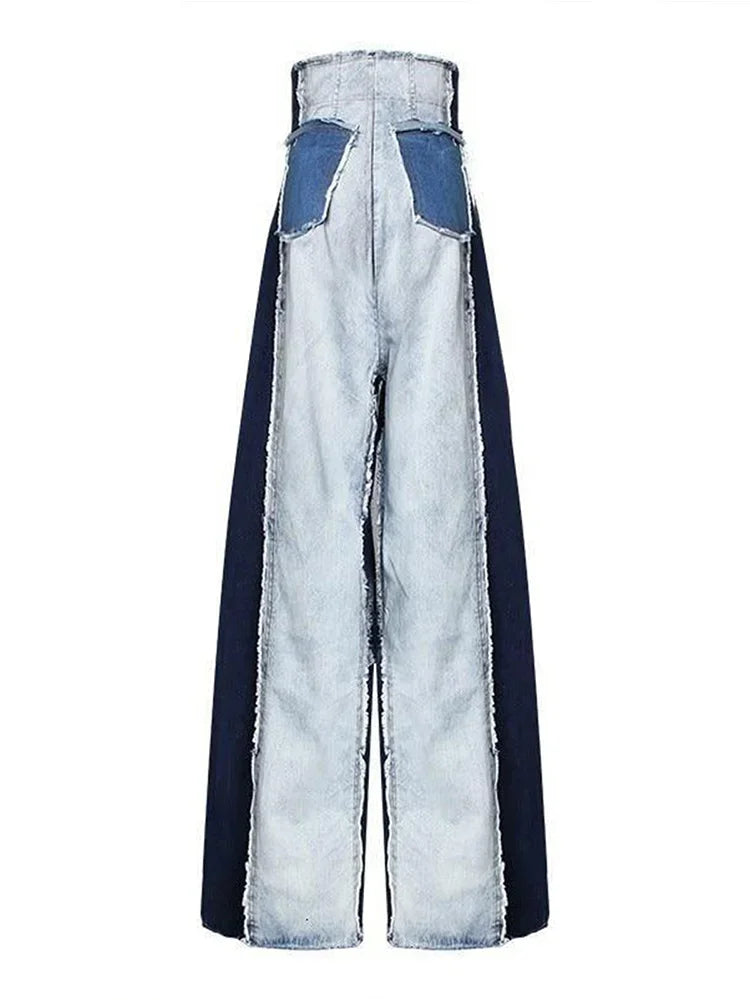 Women High Waist Jeans Patwork Denim Pants Casual Colorblock Patchwork Raw Trim Wide Leg Blue / XXXL / CHINA Blue / XXL / CHINA Blue / 4XL / CHINA Blue / XXXL / CHINA-Blue / XXL / CHINA-Blue / 4XL / CHINA-Blue / M / CHINA-Blue / XL / CHINA-Blue / L / CHINA-