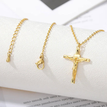 Stainless Steel  Jesus Cross Necklace For Women Cool Men Accessory Fashion Jesus Christ Cross Pendant Necklace Jewelry - Fashionqueene.com-cross necklace