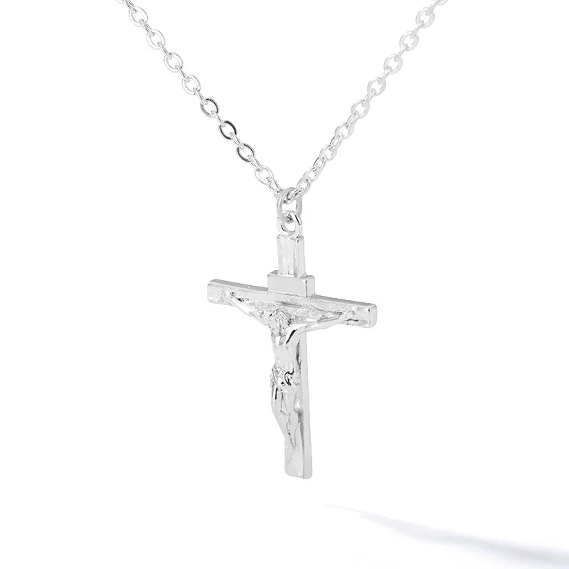 Stainless Steel  Jesus Cross Necklace For Women Cool Men Accessory Fashion Jesus Christ Cross Pendant Necklace Jewelry - Fashionqueene.com-cross necklace