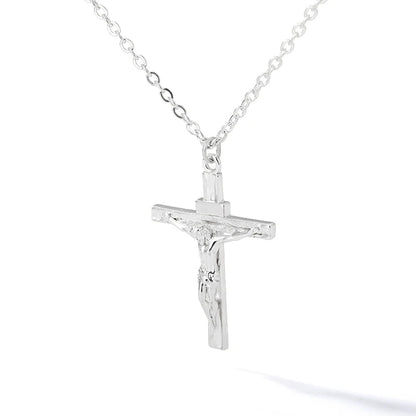 Stainless Steel  Jesus Cross Necklace For Women Cool Men Accessory Fashion Jesus Christ Cross Pendant Necklace Jewelry - Fashionqueene.com-cross necklace