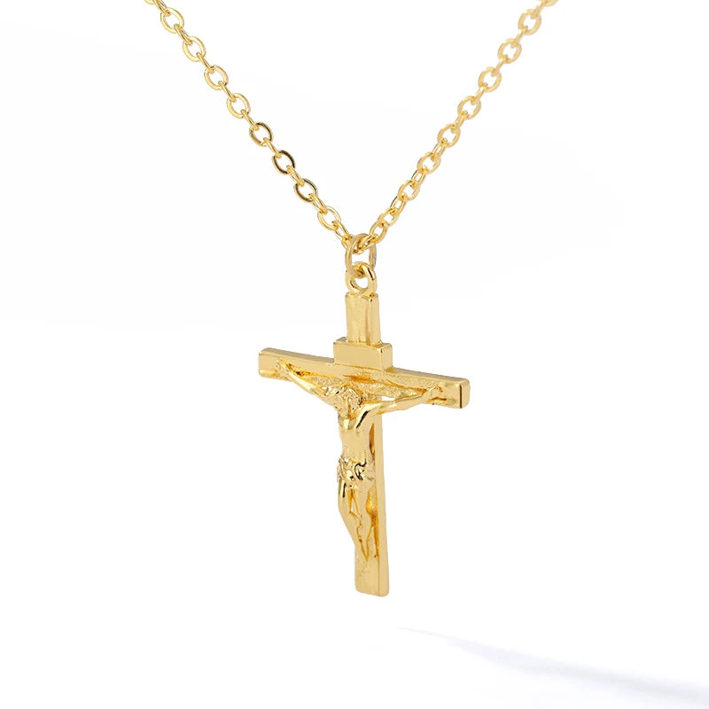 Stainless Steel  Jesus Cross Necklace For Women Cool Men Accessory Fashion Jesus Christ Cross Pendant Necklace Jewelry - Fashionqueene.com-cross necklace