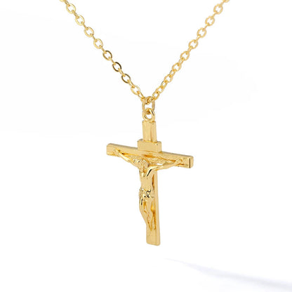 Stainless Steel  Jesus Cross Necklace For Women Cool Men Accessory Fashion Jesus Christ Cross Pendant Necklace Jewelry - Fashionqueene.com-cross necklace