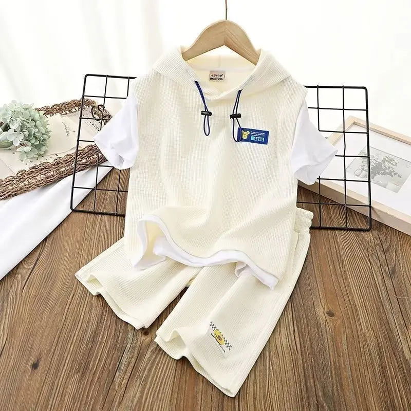 Summer Children Boy Clothes Set Teenage Girls Fashion Hoodies T-Shirts And Shorts 2 Pieces Suit Kid Top Bottom Outfits Tracksuit - Fashionqueene.com-boys outfit set