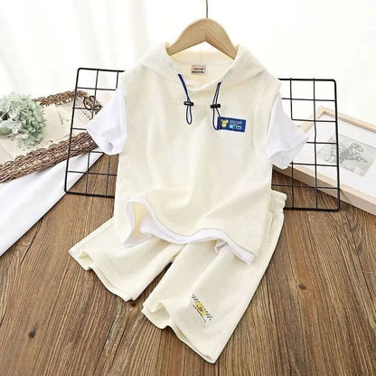 Summer Children Boy Clothes Set Teenage Girls Fashion Hoodies T-Shirts And Shorts 2 Pieces Suit Kid Top Bottom Outfits Tracksuit - Fashionqueene.com-boys outfit set