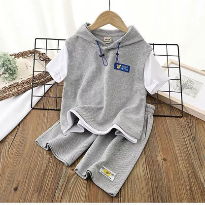 Summer Children Boy Clothes Set Teenage Girls Fashion Hoodies T-Shirts And Shorts 2 Pieces Suit Kid Top Bottom Outfits Tracksuit - Fashionqueene.com-boys outfit set