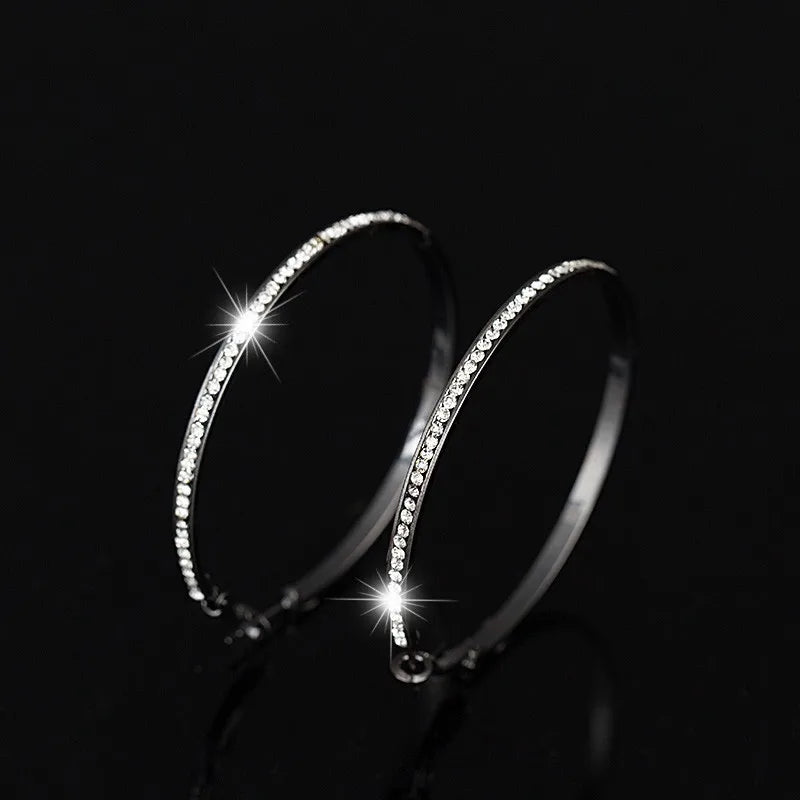 Top Popular Earrings With Rhinestone Circle Earrings Simple Earrings Big Circle Gold Color Hoop Earrings For Women E005 - Fashionqueene.com-rhinestone hoop earrings