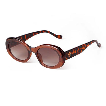 Tortoise Shell Oval Sunglasses Gradient Brown Lens - Fashionqueene.com-oval sunglasses