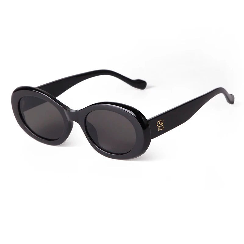 Tortoise Shell Oval Sunglasses Gradient Brown Lens - Fashionqueene.com-oval sunglasses