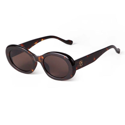 Tortoise Shell Oval Sunglasses Gradient Brown Lens - Fashionqueene.com-oval sunglasses